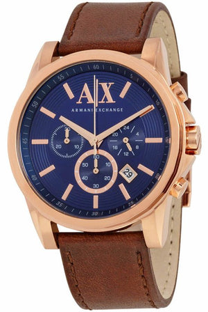 Men's Armani Exchange Outerbanks Leather Strap Chronograph Watch