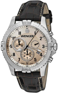 Wenger© MEN'S WENGER SQUADRON CHRONOGRAPH LEATHER BAND WATCH